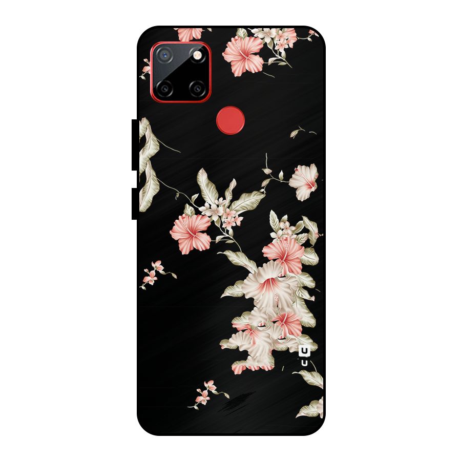 Black Floral Metal Back Case for Realme C12