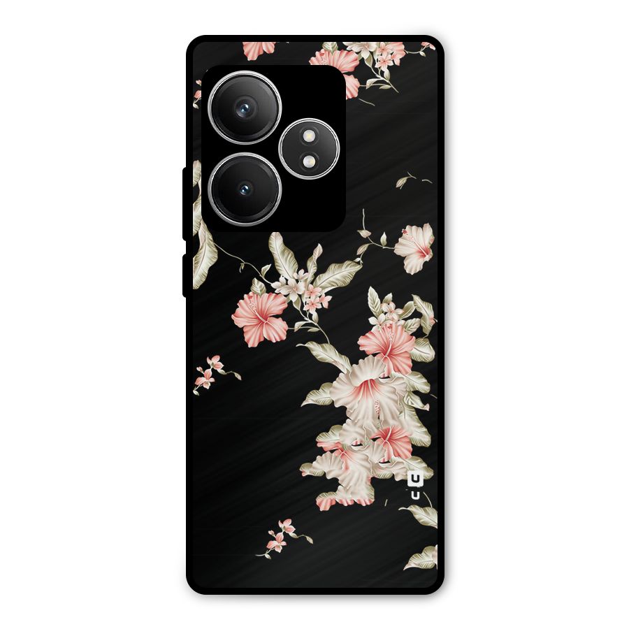 Black Floral Metal Back Case for Realme GT 6T