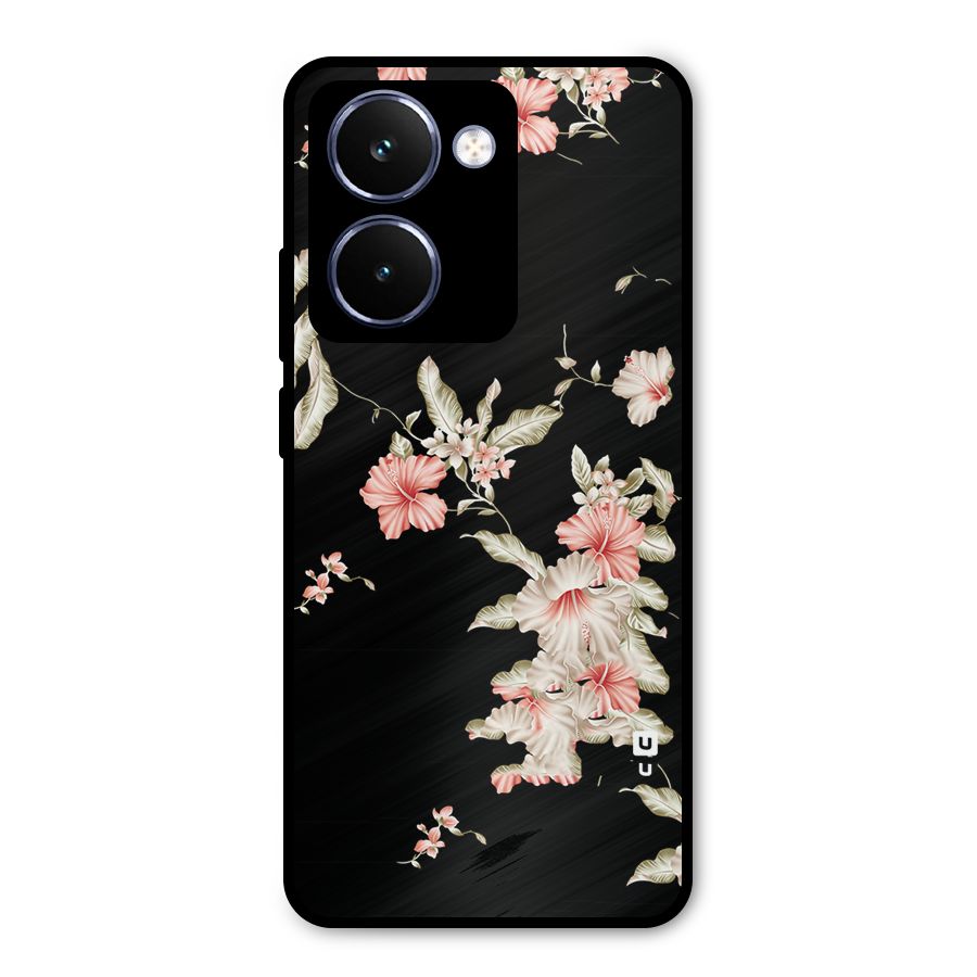 Black Floral Metal Back Case for Realme P3 Ultra