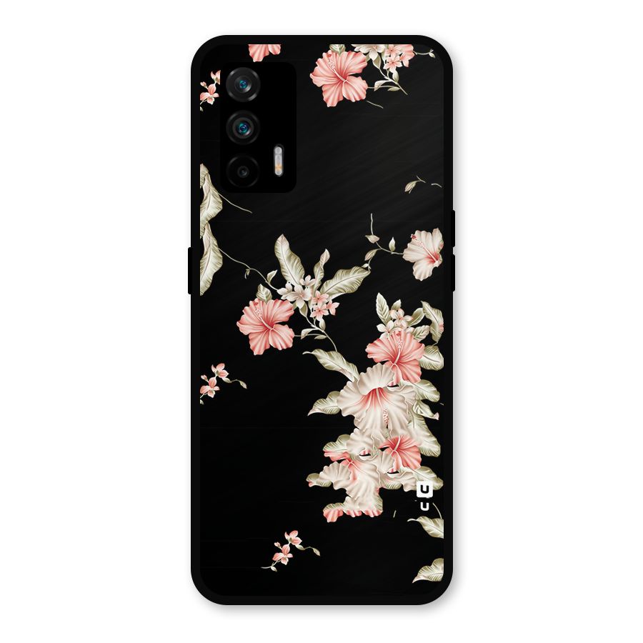 Black Floral Metal Back Case for Realme X7 Max