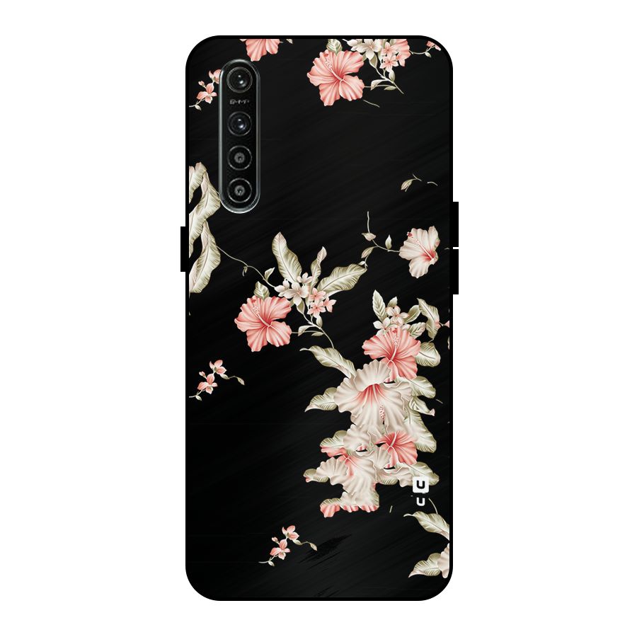 Black Floral Metal Back Case for Realme XT