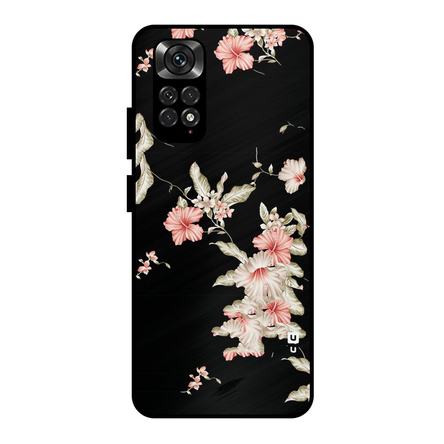 Black Floral Metal Back Case for Redmi Note 11 Pro Plus 5G
