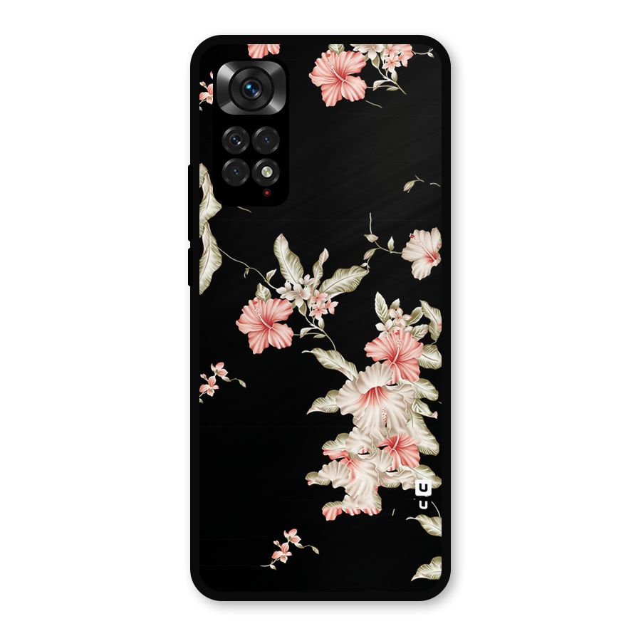 Black Floral Metal Back Case for Redmi Note 11s
