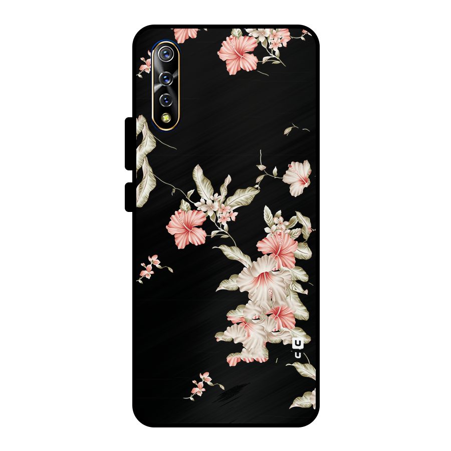 Black Floral Metal Back Case for Vivo S1