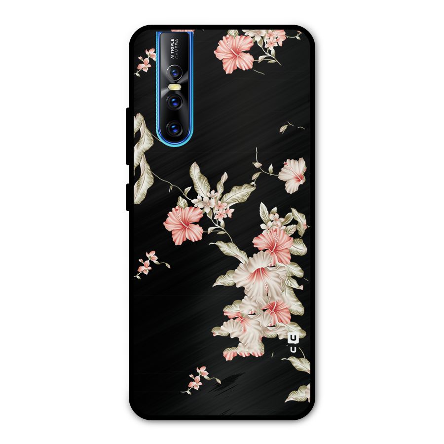 Black Floral Metal Back Case for Vivo V15 Pro