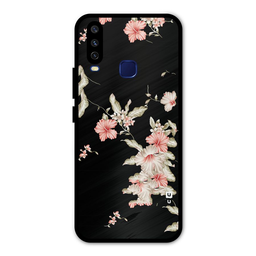 Black Floral Metal Back Case for Vivo V17
