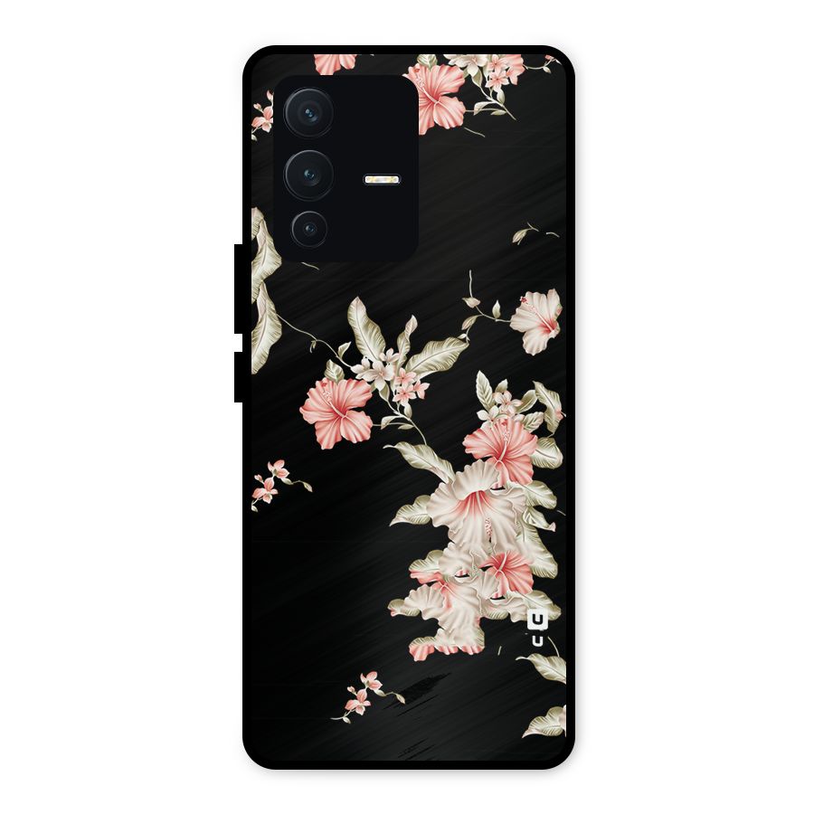 Black Floral Metal Back Case for Vivo V23 5G