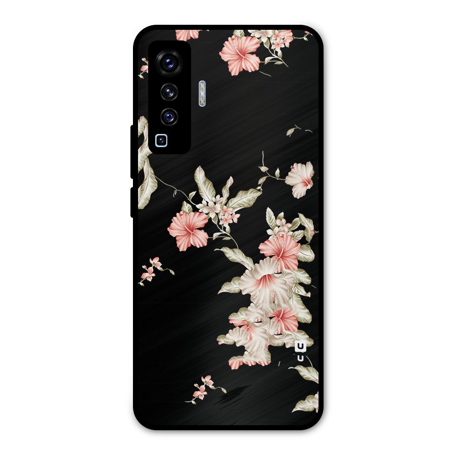 Black Floral Metal Back Case for Vivo X50