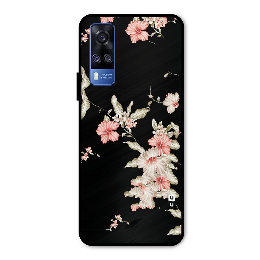 Black Floral Metal Back Case for Vivo Y31