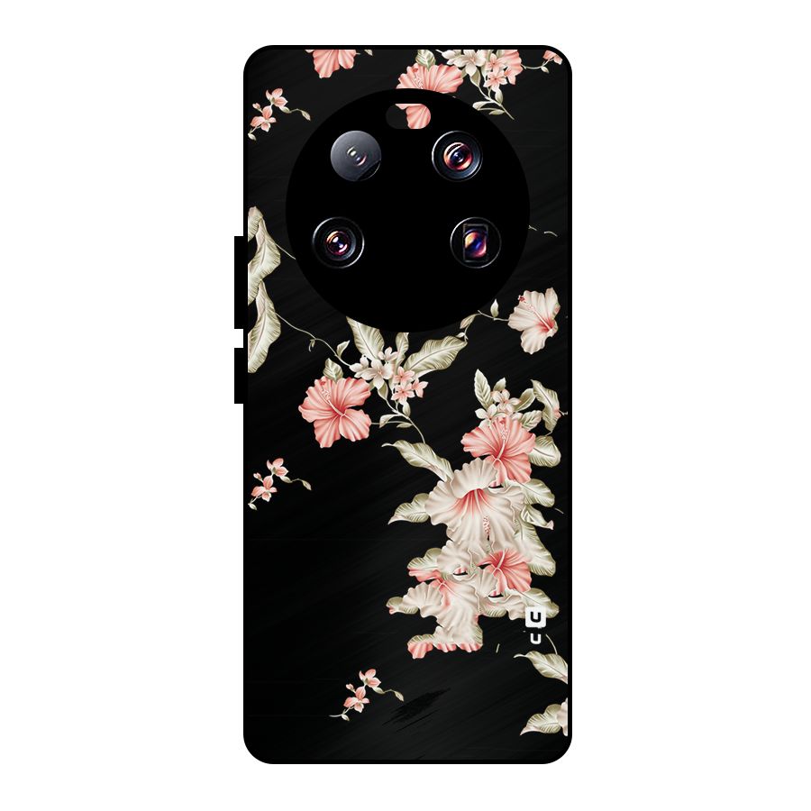 Black Floral Metal Back Case for Xiaomi 13 Ultra