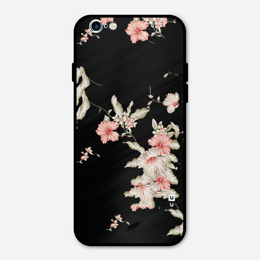 Black Floral Metal Back Case for iPhone 6 6s