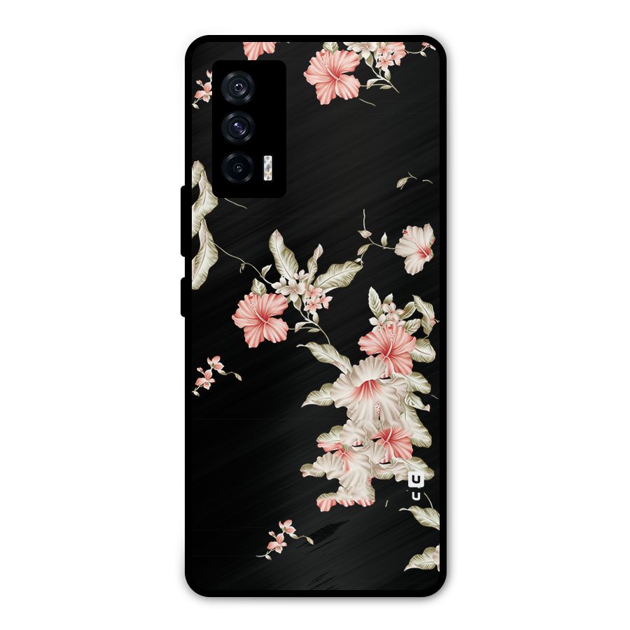 Black Floral Metal Back Case for iQOO 7 5G