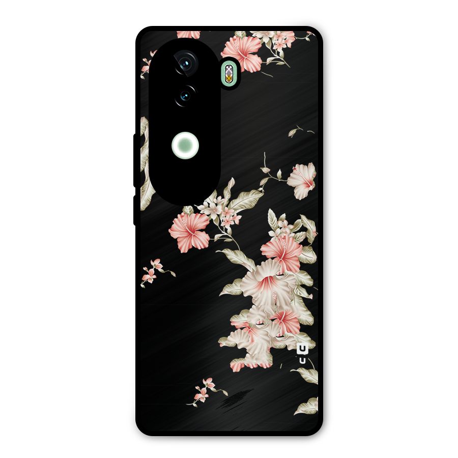 Black Floral Metal Back Case for iQOO Z9s