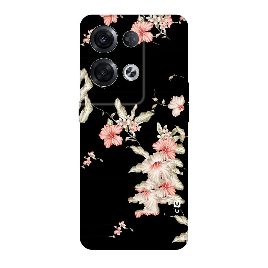 Black Floral Original Polycarbonate Back Case for Oppo Reno8 Pro 5G