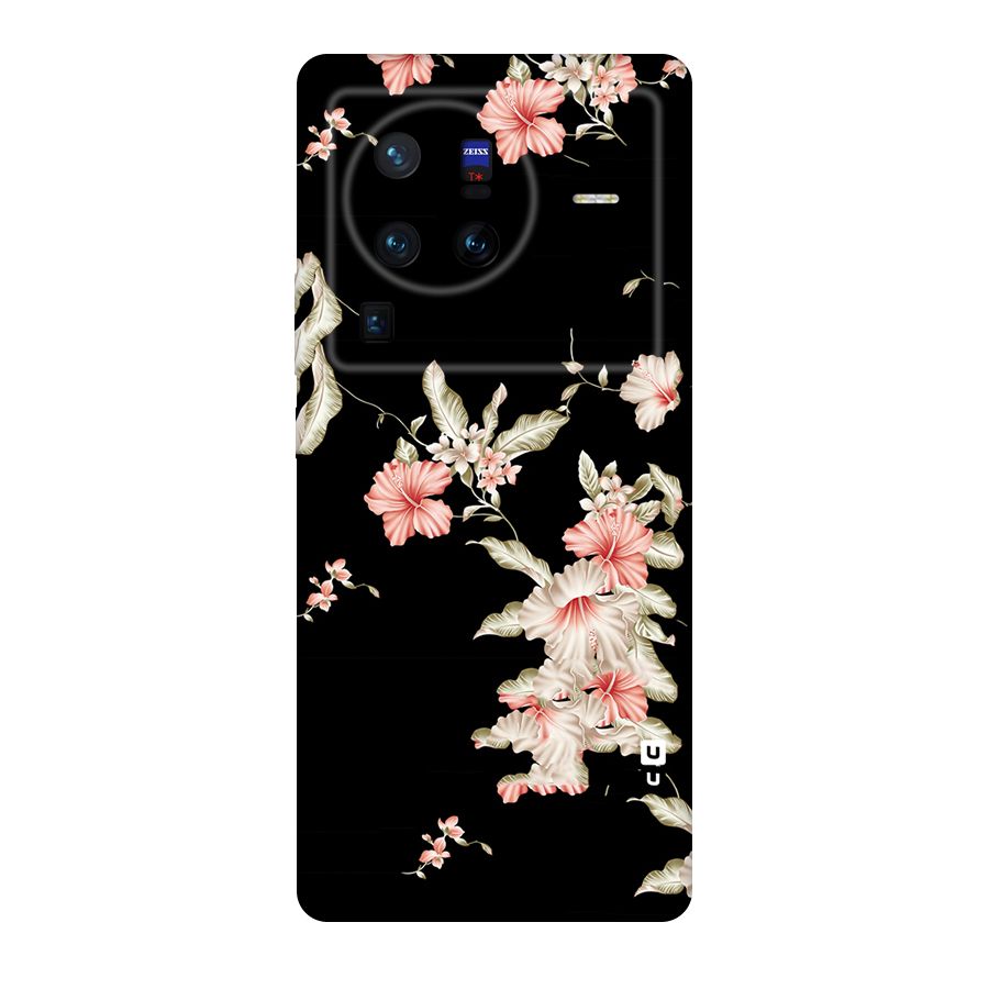 Black Floral Original Polycarbonate Back Case for Vivo X80