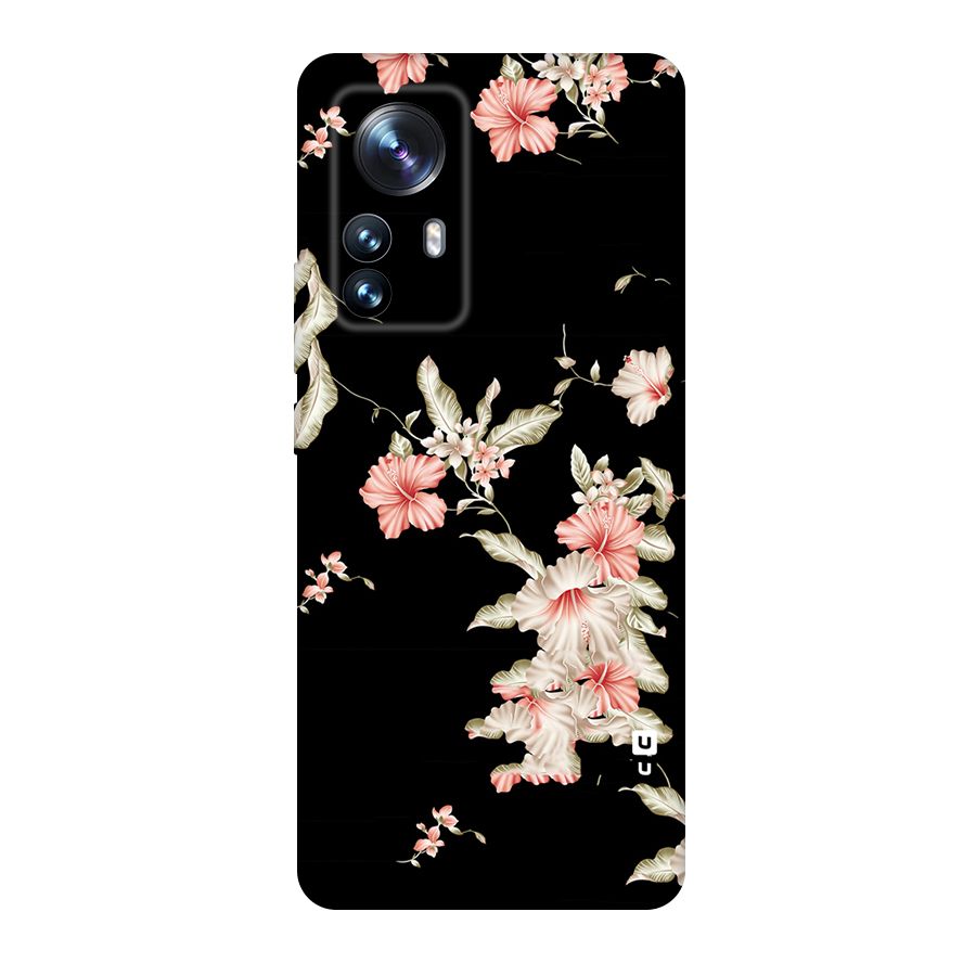 Black Floral Original Polycarbonate Back Case for Xiaomi 12 Pro