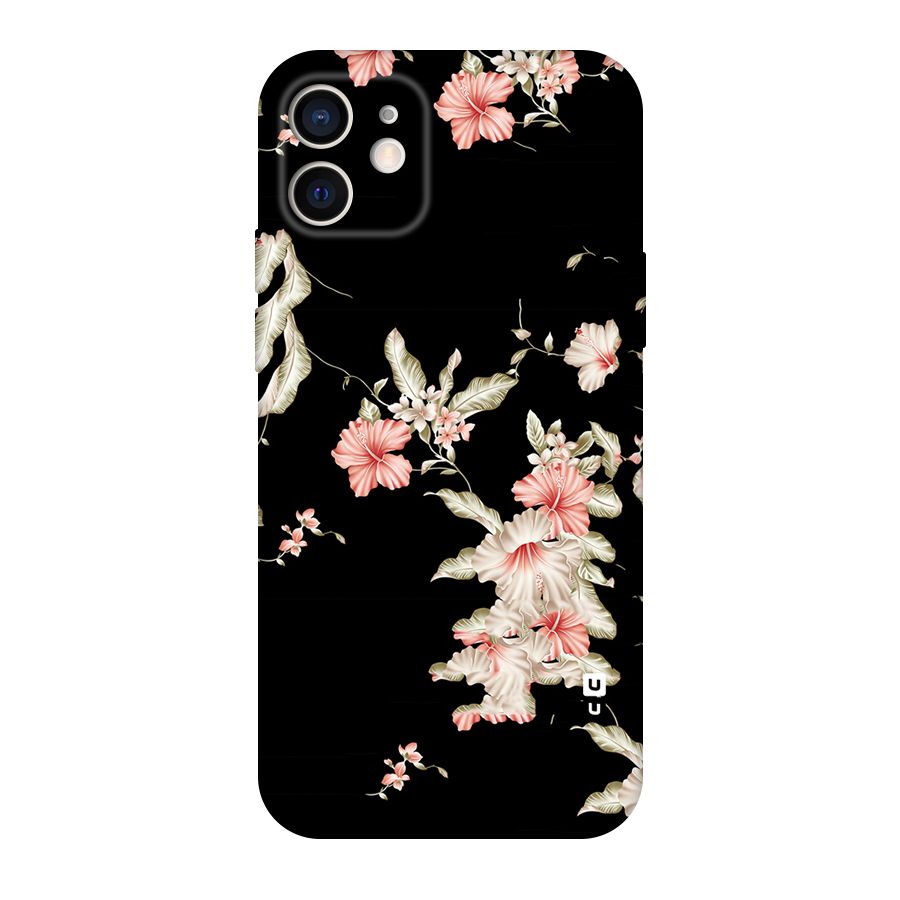 Black Floral Original Polycarbonate Back Case for iPhone 12