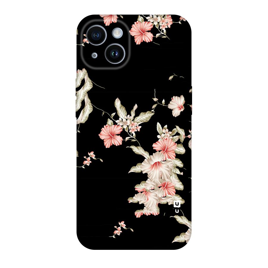 Black Floral Original Polycarbonate Back Case for iPhone 14