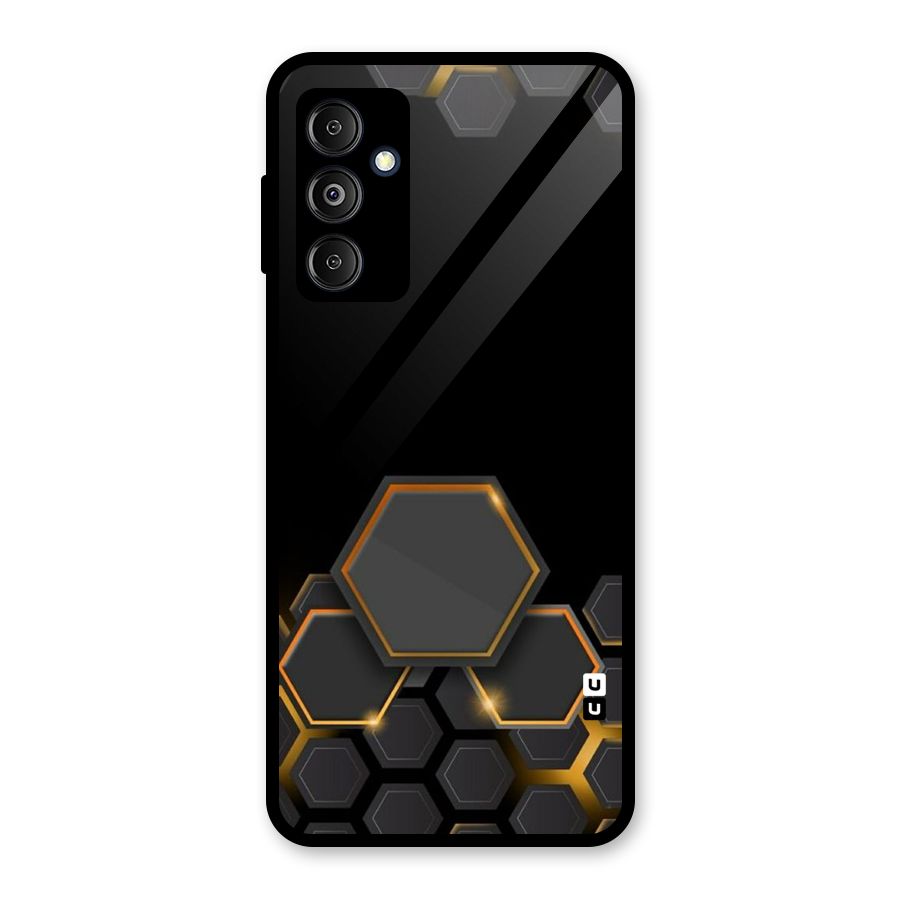 Black Gold Hexa Glass Back Case for Galaxy M14 5G