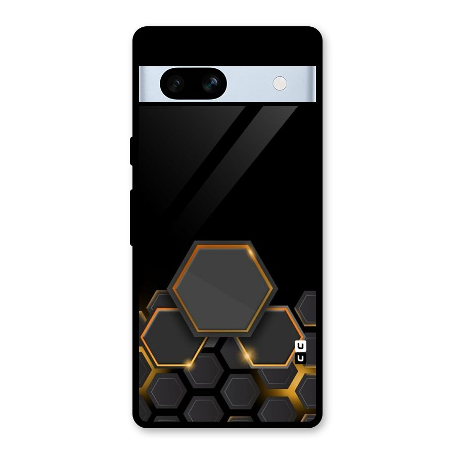 Black Gold Hexa Glass Back Case for Google Pixel 7a