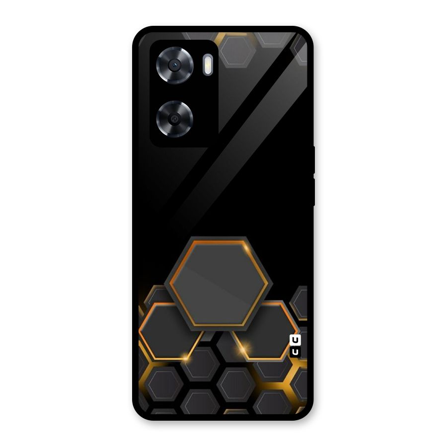 Black Gold Hexa Glass Back Case for OnePlus Nord N20 SE