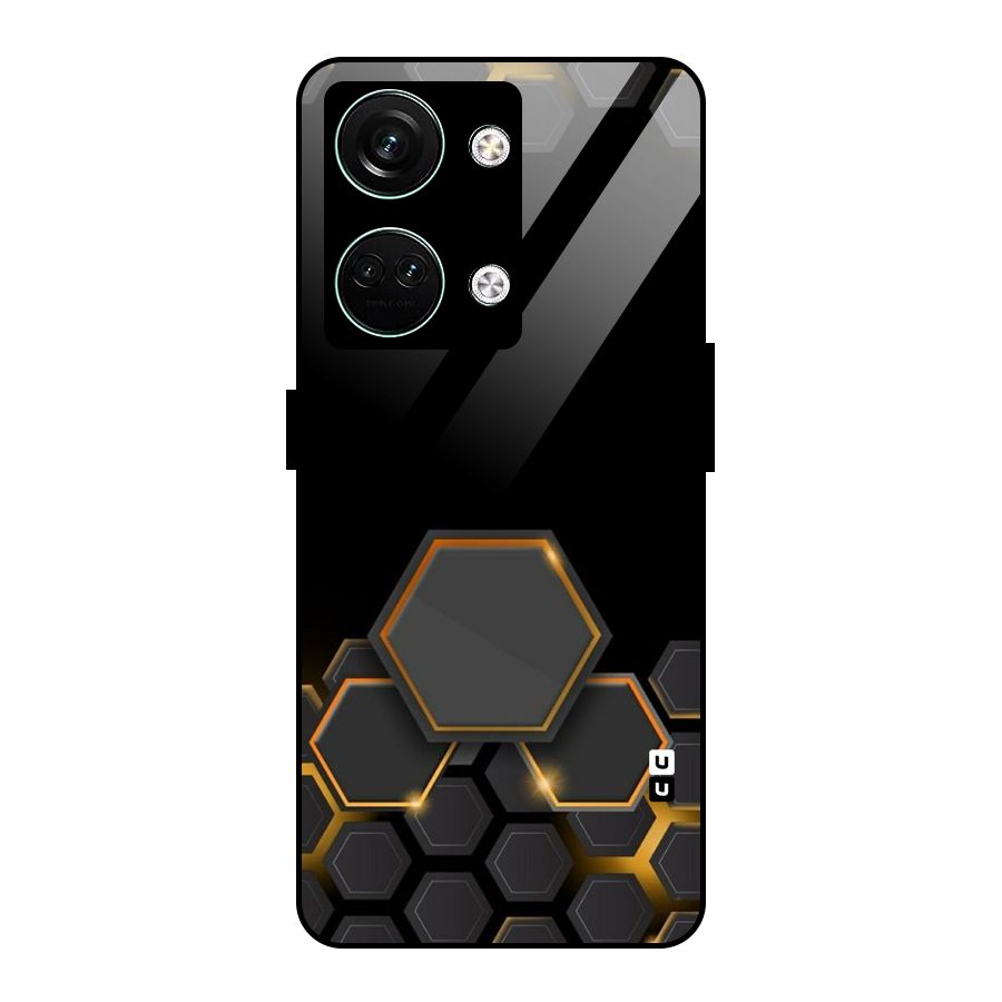 Black Gold Hexa Glass Back Case for Oneplus Nord 3