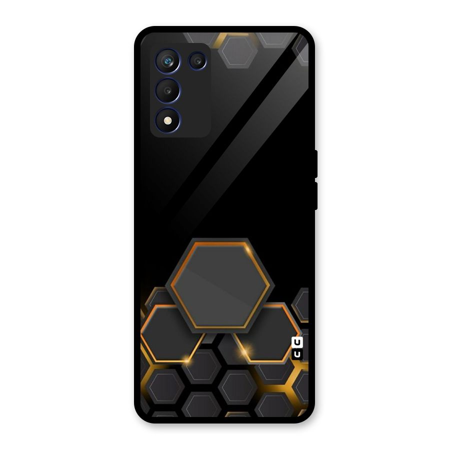 Black Gold Hexa Glass Back Case for Realme 9 5G Speed