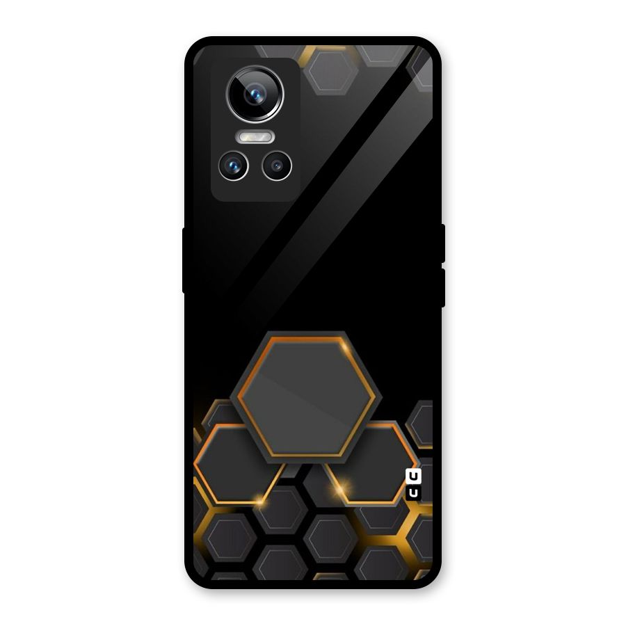 Black Gold Hexa Glass Back Case for Realme GT Neo 3
