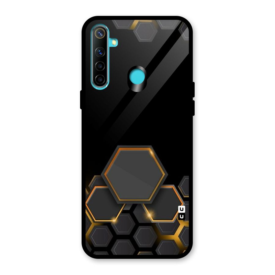 Black Gold Hexa Glass Back Case for Realme Narzo 10