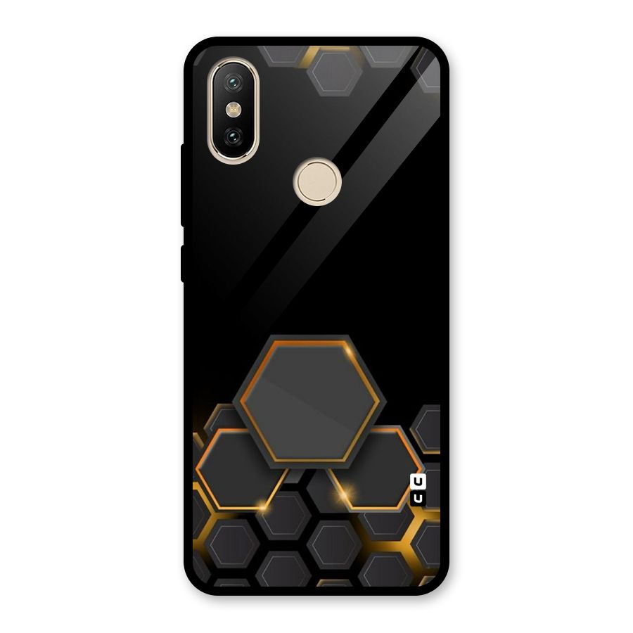 Black Gold Hexa Glass Back Case for Redmi A2