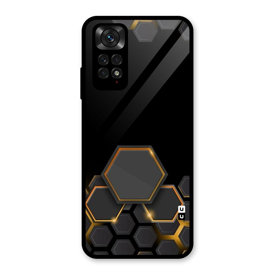 Black Gold Hexa Glass Back Case for Redmi Note 11S