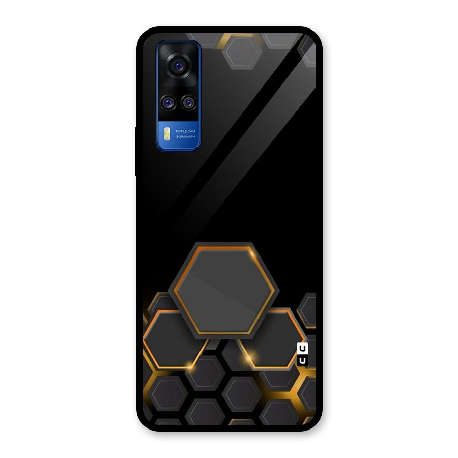 Black Gold Hexa Glass Back Case for Vivo Y31