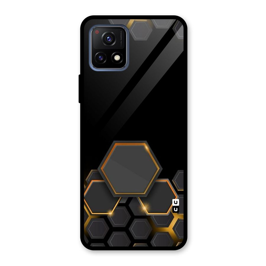 Black Gold Hexa Glass Back Case for Vivo Y72 5G