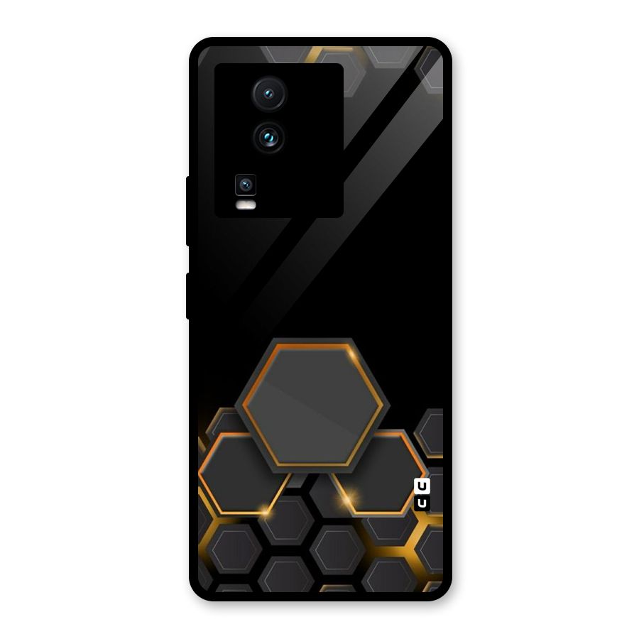 Black Gold Hexa Glass Back Case for Vivo iQOO Neo 7 Pro