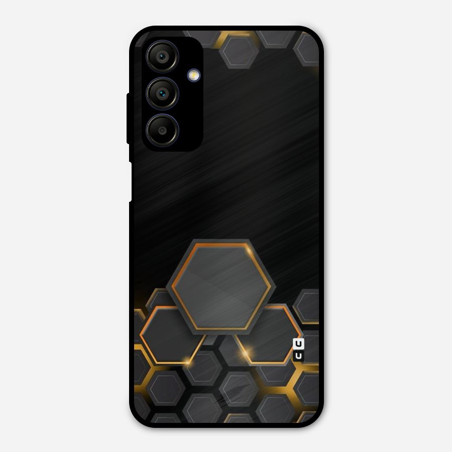 Black Gold Hexa Metal Back Case for Galaxy A15 5G