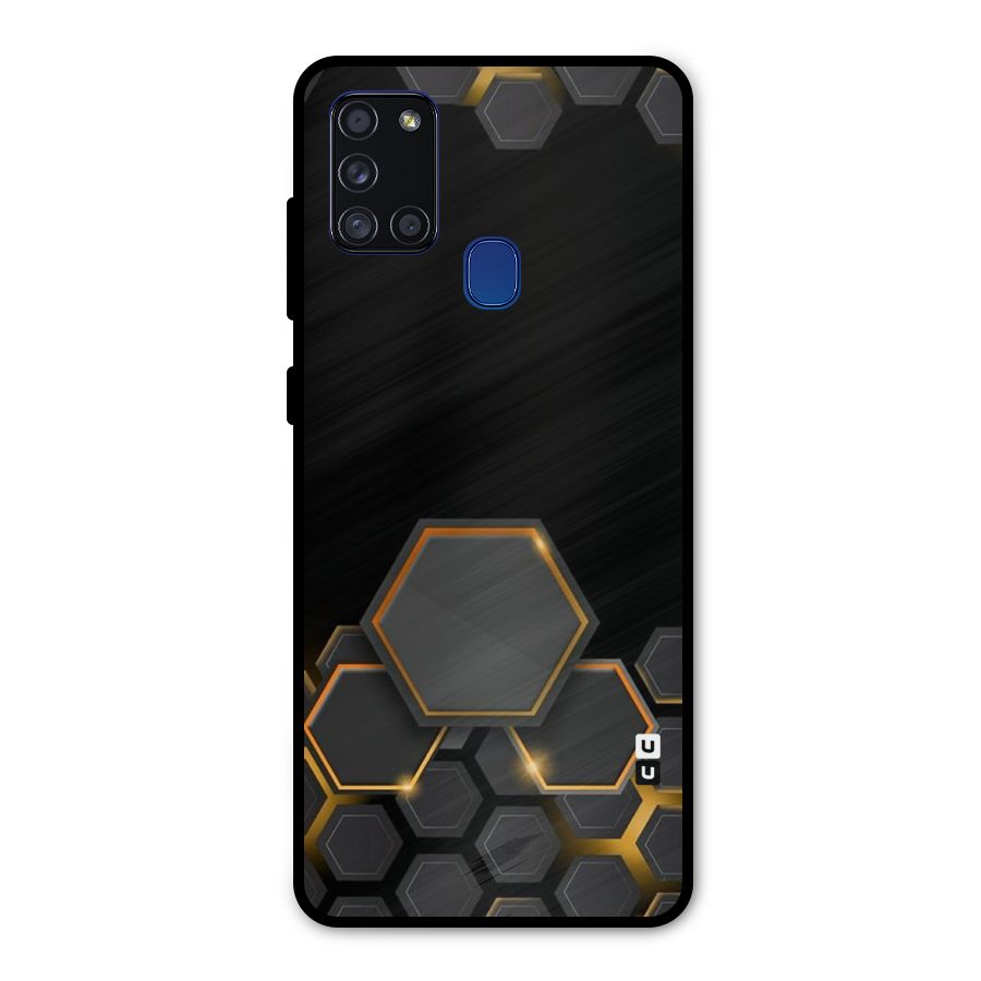 Black Gold Hexa Metal Back Case for Galaxy A21s