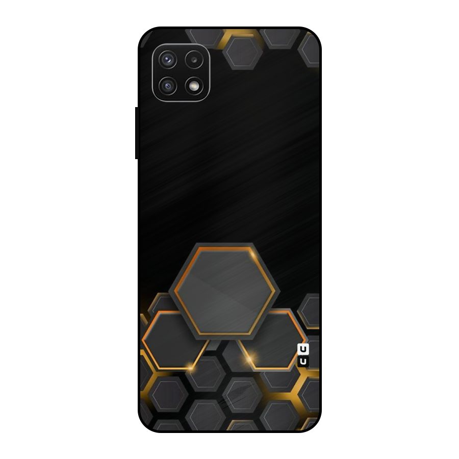 Black Gold Hexa Metal Back Case for Galaxy A22 5G