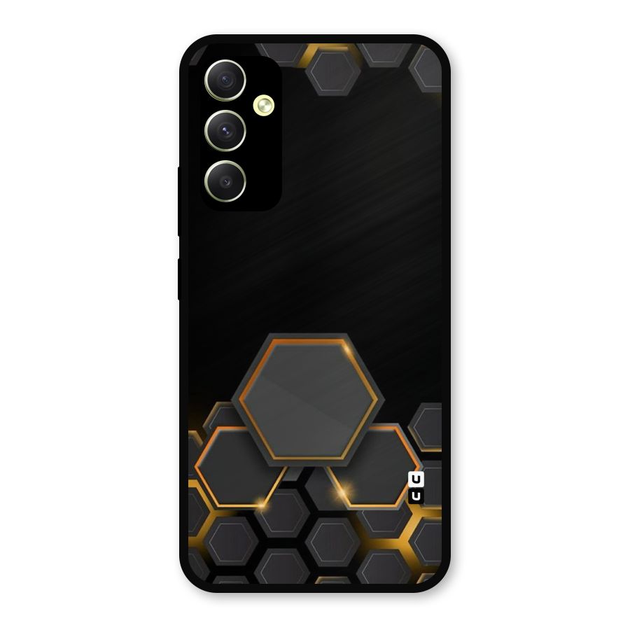 Black Gold Hexa Metal Back Case for Galaxy A34