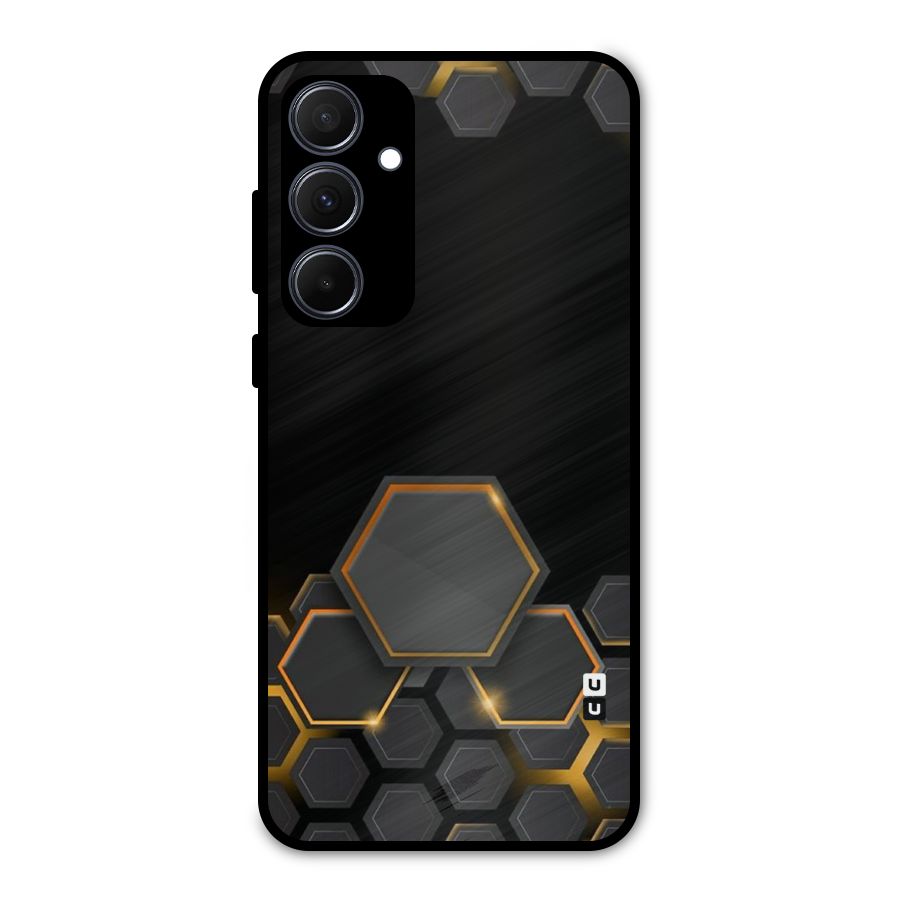 Black Gold Hexa Metal Back Case for Galaxy A35