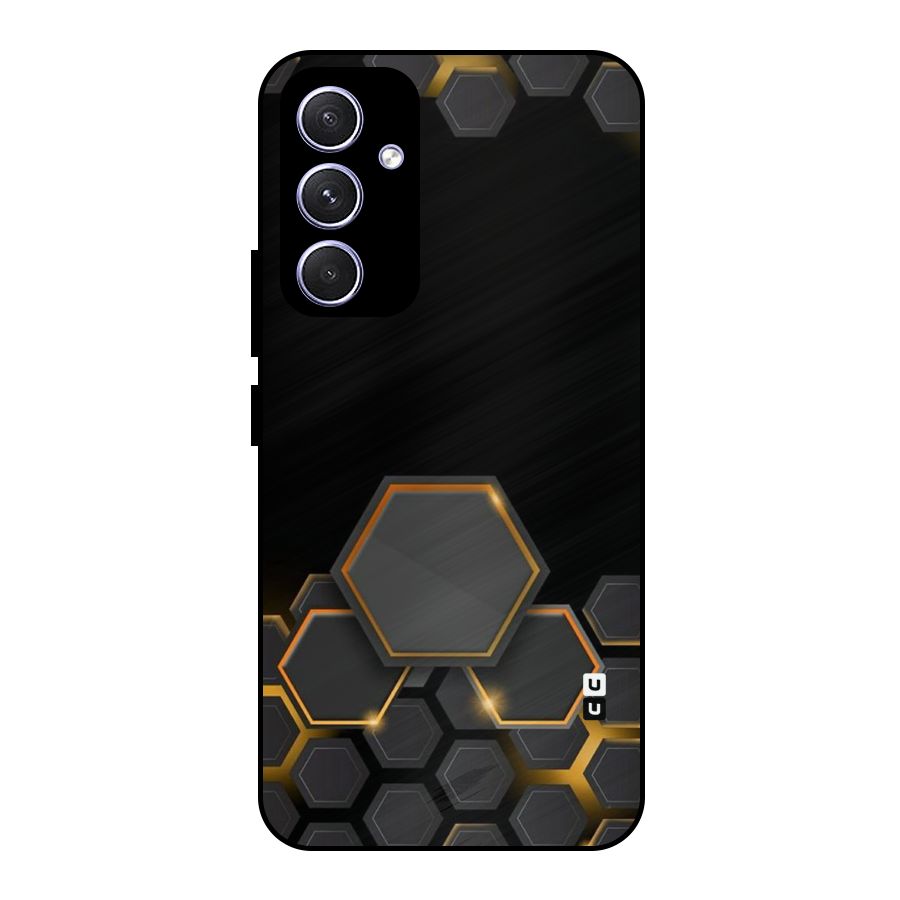 Black Gold Hexa Metal Back Case for Galaxy A54