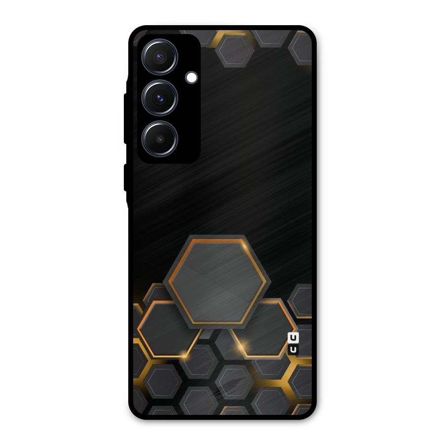 Black Gold Hexa Metal Back Case for Galaxy A55