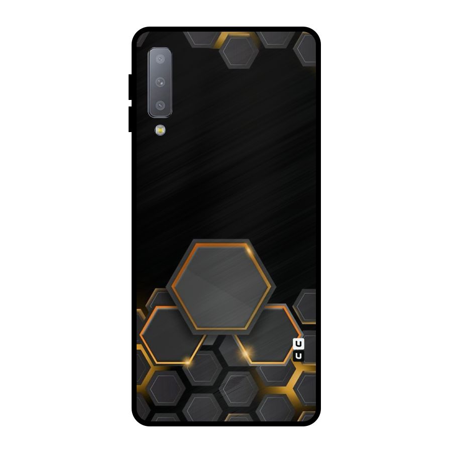 Black Gold Hexa Metal Back Case for Galaxy A7 (2018)