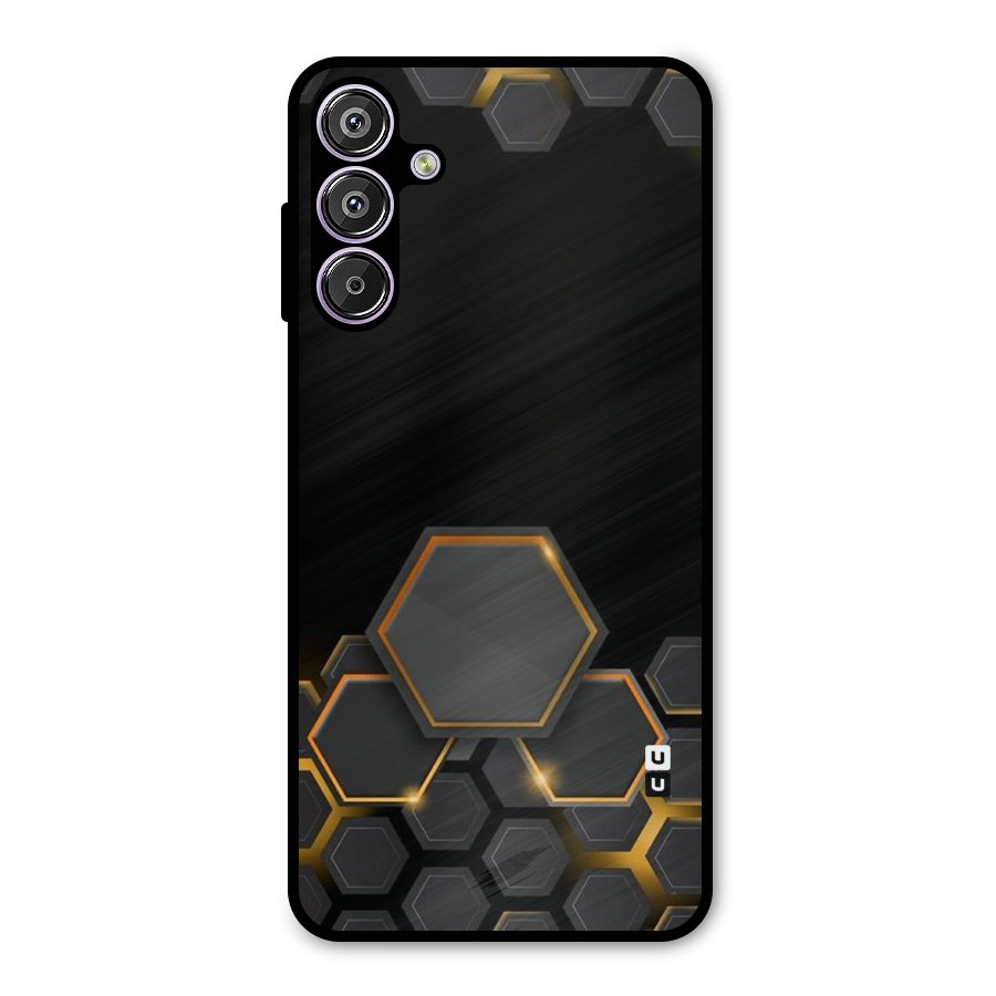 Black Gold Hexa Metal Back Case for Galaxy F15