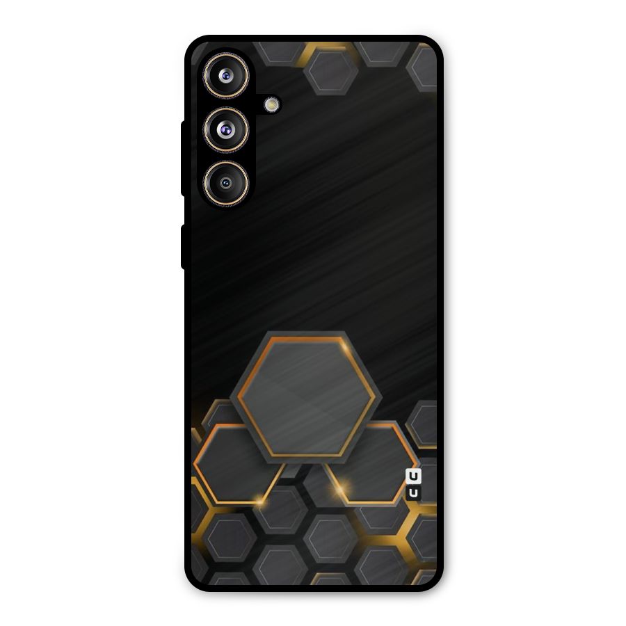 Black Gold Hexa Metal Back Case for Galaxy F55