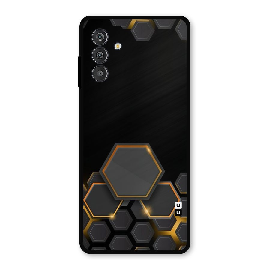 Black Gold Hexa Metal Back Case for Galaxy M13