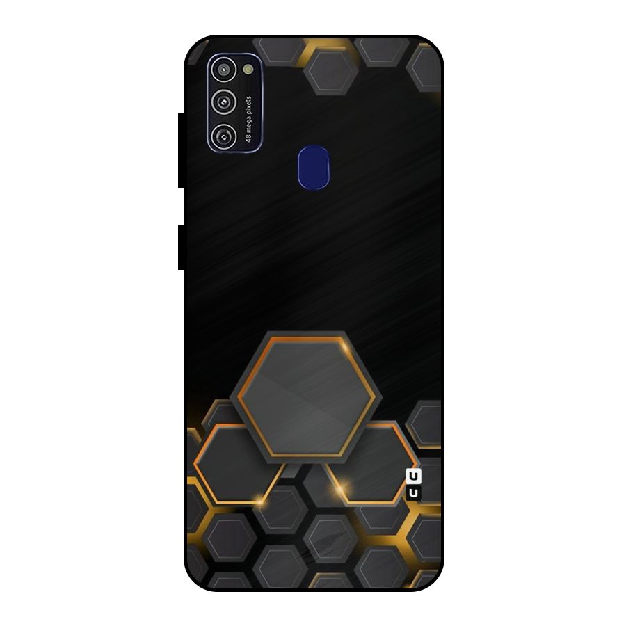 Black Gold Hexa Metal Back Case for Galaxy M21