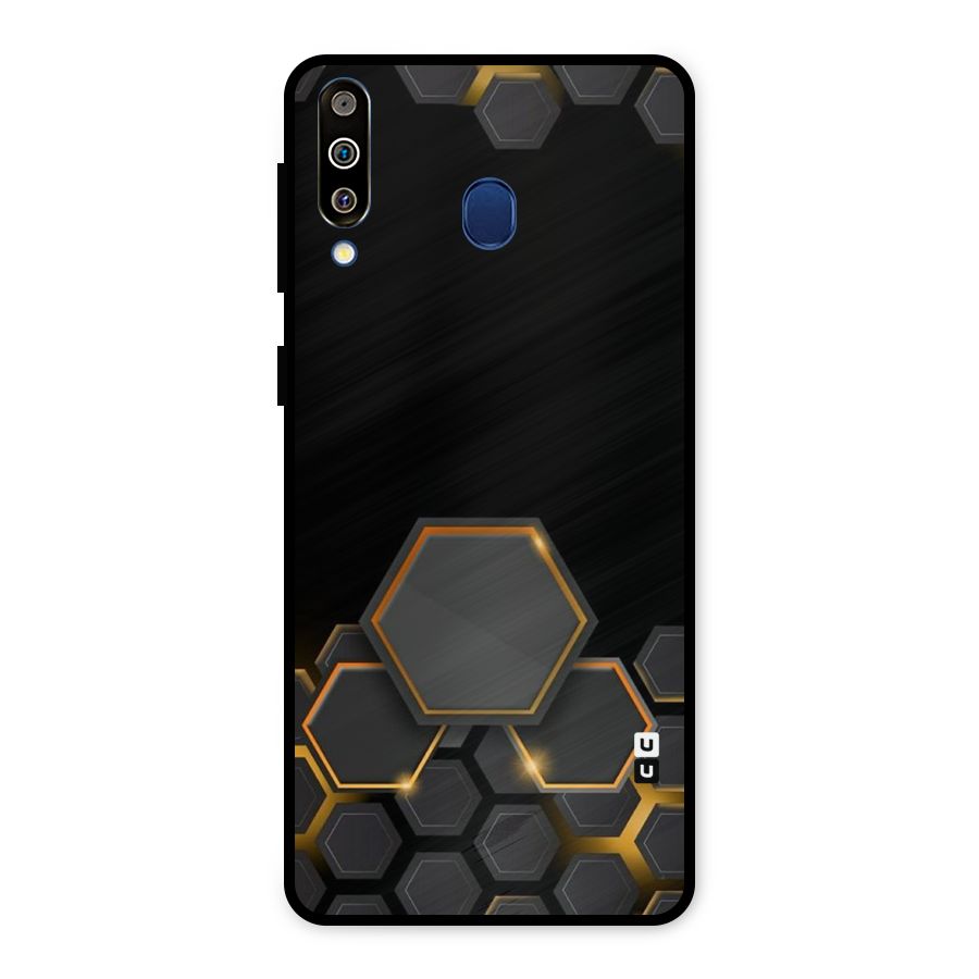 Black Gold Hexa Metal Back Case for Galaxy M30