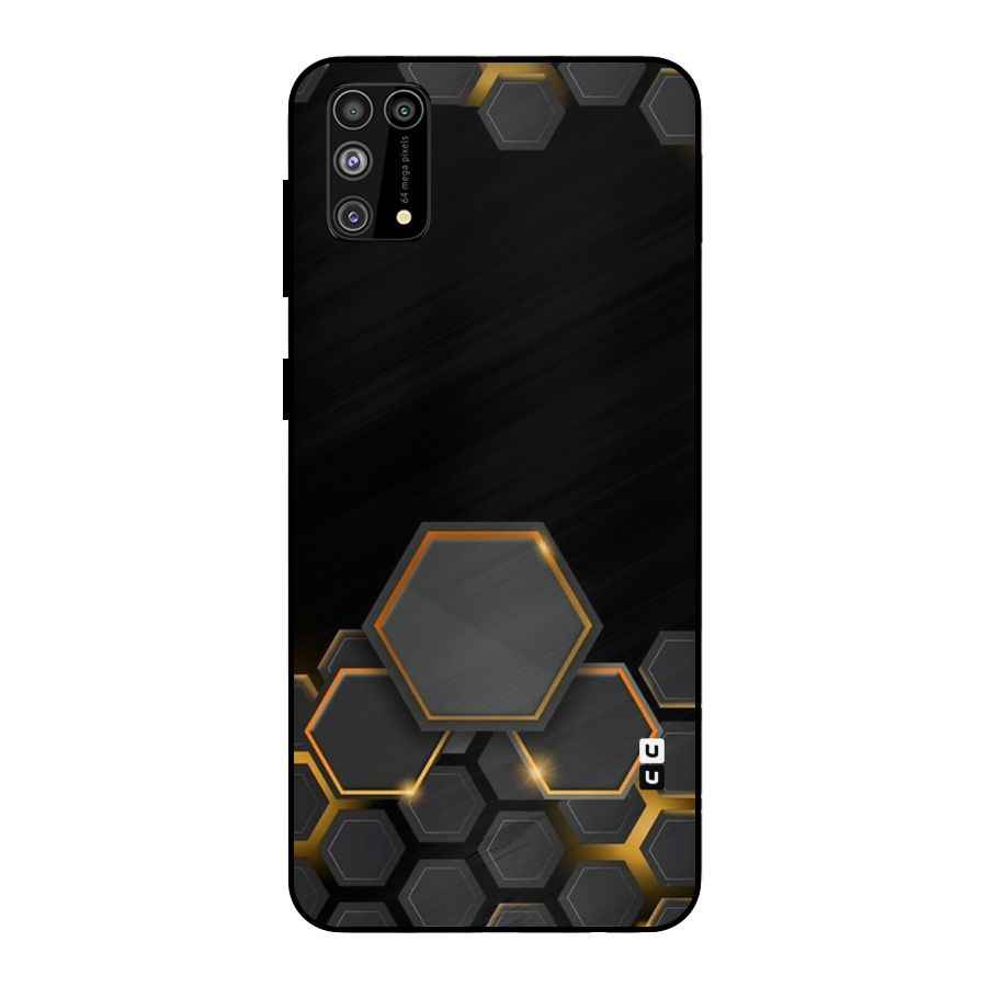 Black Gold Hexa Metal Back Case for Galaxy M31
