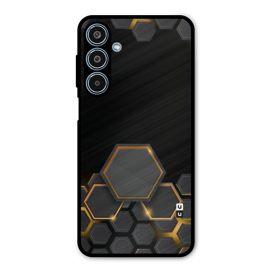 Black Gold Hexa Metal Back Case for Galaxy M35