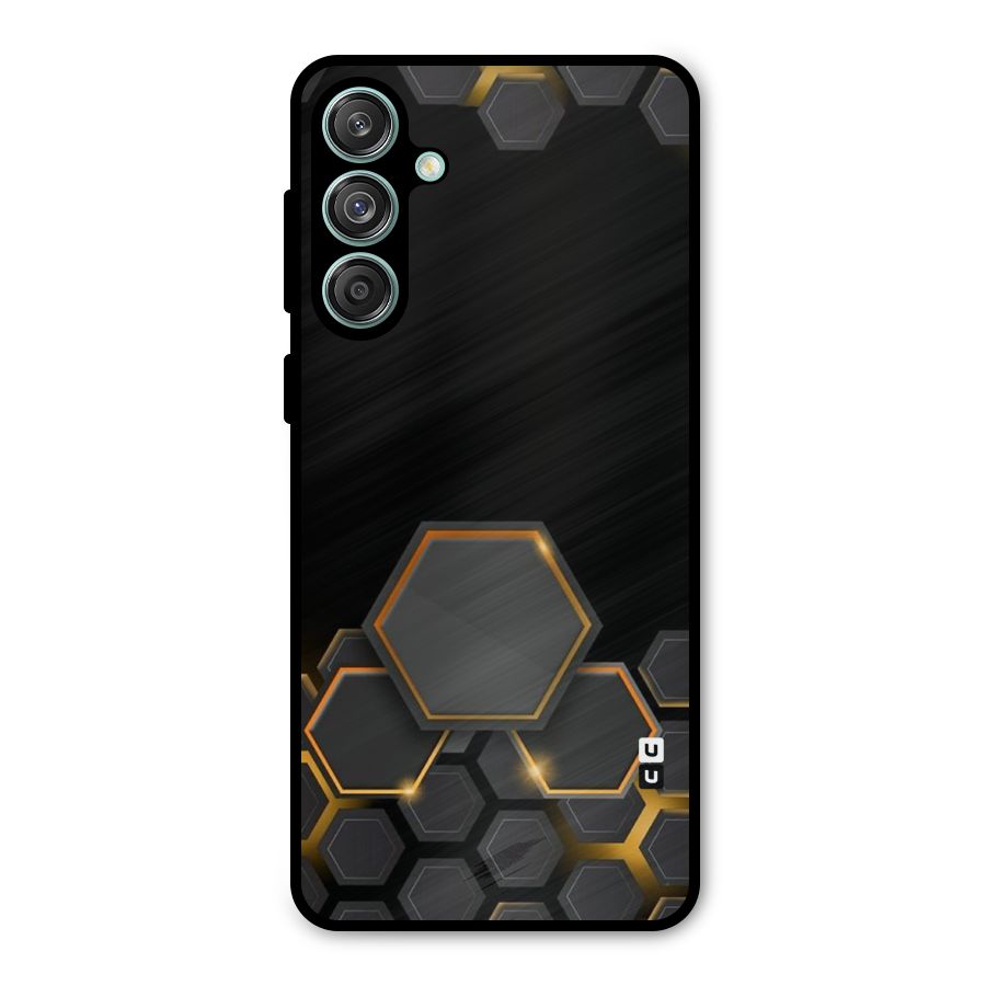 Black Gold Hexa Metal Back Case for Galaxy M55 5G